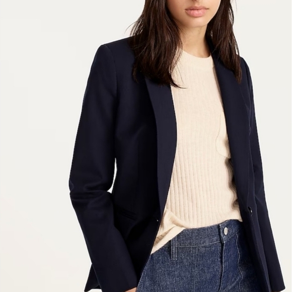 J. Crew Jackets & Blazers - NEW J. Crew navy blazer pockets notched lapel button closure office size  6 NWT